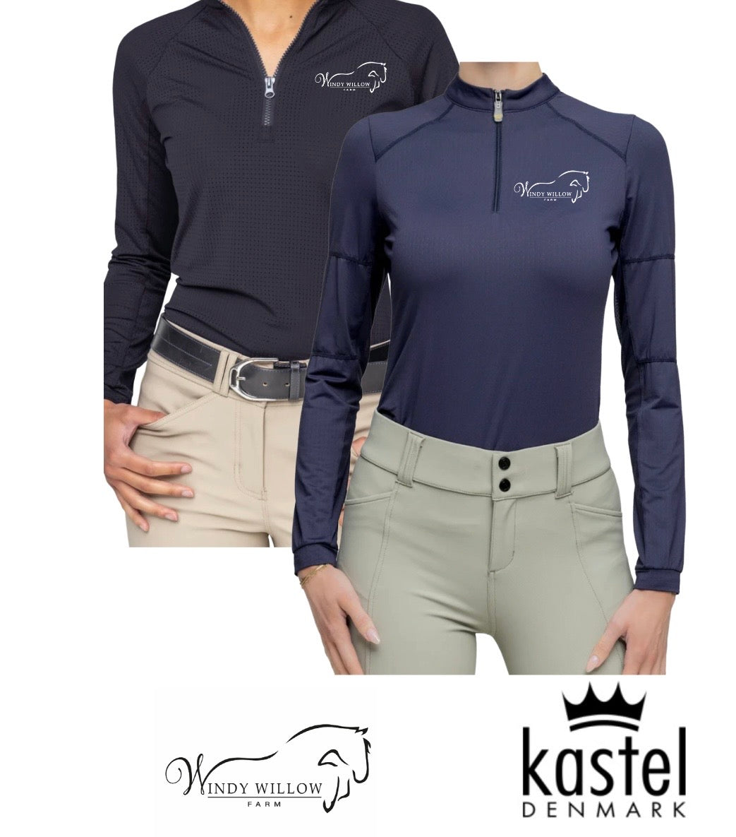 WWF Team Kastel Denmark Navy Perforated Long Sleeve Mock Neck Sun Shirt