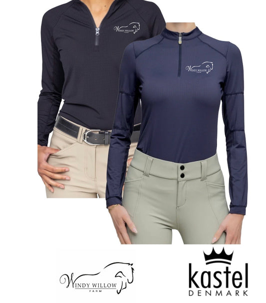 WWF Team Kastel Denmark Navy Perforated Long Sleeve Mock Neck Sun Shirt